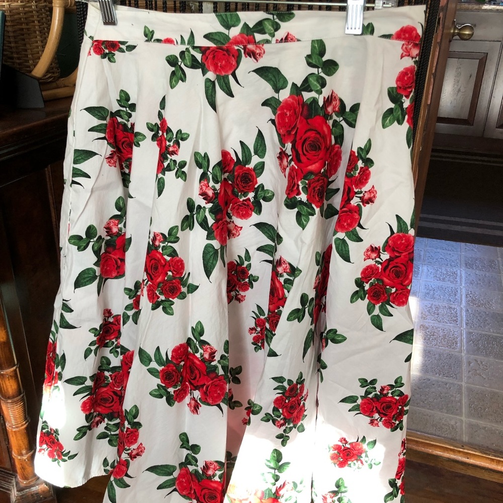 Hell Bunny midi skirt floral pinup girl clothing M